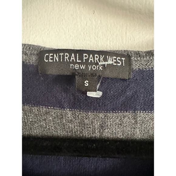 Central Park West REVOLVE Navy Dark Gray Striped Shoulder Cut-Out Sweater Small - Picture 3 of 5